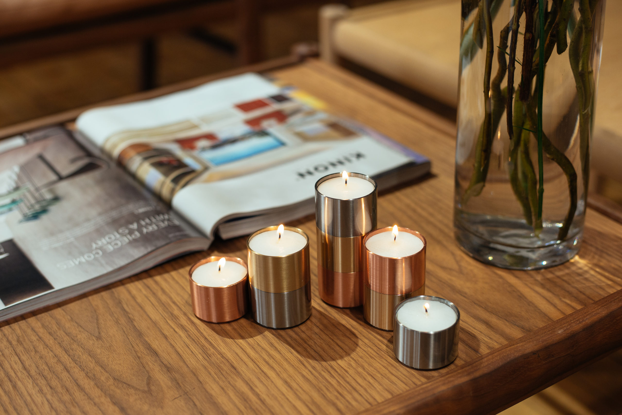 ARCHITECTMADE Trepas Copper Brass Stainless Steel Candleholder Denmark Peter Karpf